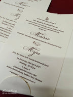 KLB-1075 White Floral Door Style Padded Thick Wedding Card (2 Page & Couple Name Acrylic)-Kalash Cards