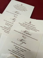 KLB-1075 White Floral Door Style Padded Thick Wedding Card (2 Page & Couple Name Acrylic)-Kalash Cards
