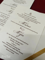 KLB-1076 White Elephant Embossed Padded Thick Wedding Card (2 Page & Couple Name Acrylic)-Kalash Cards