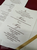 KLB-1077 White Floral Embossed Padded Thick Wedding Card (2 Page & Couple Name Acrylic)-Kalash Cards