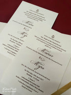 KLB-1077 White Floral Embossed Padded Thick Wedding Card (2 Page & Couple Name Acrylic)-Kalash Cards