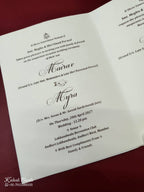 KLB-1078 White Elephant Embossed Semi Box Wedding Card (2 Page & Couple Name Wooden Plate)-Kalash Cards