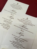 KLB-1079 White Floral Door Style Embossed Semi Box Wedding Card (2 Page & Couple Initial Wooden Plate)-Kalash Cards