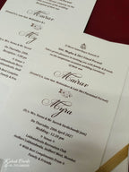 KLB-1083 White Traditional Embossed Padded Thick Wedding Card (2 Page & Couple Name Acrylic)-Kalash Cards