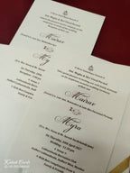 KLB-1083 White Traditional Embossed Padded Thick Wedding Card (2 Page & Couple Name Acrylic)-Kalash Cards