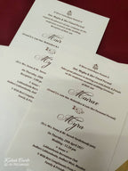 KLB-1084 White Elephant Embossed Padded Thick Wedding Card (2 Page & Couple Name Acrylic)-Kalash Cards