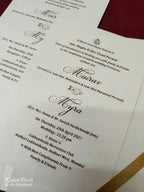 KLB-1084 White Elephant Embossed Padded Thick Wedding Card (2 Page & Couple Name Acrylic)-Kalash Cards