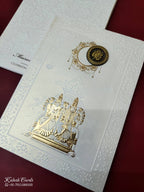 KLB-1088 White Ram Sita Embossed Semi Box Wedding Card (2 Page)-Kalash Cards