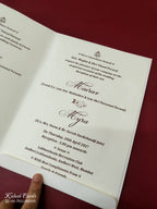 KLB-1088 White Ram Sita Embossed Semi Box Wedding Card (2 Page)-Kalash Cards