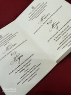 KLB-1088 White Ram Sita Embossed Semi Box Wedding Card (2 Page)-Kalash Cards