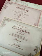 KLB-1090 Green Floral Padded Thick Wedding Card (2 Page & Couple Name Acrylic)-Kalash Cards