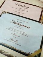 KLB-1091 Maroon Vishnu Lakshmi Padded Thick Wedding Card (2 Page)-Kalash Cards