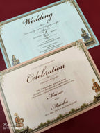 KLB-1095 Brown Elephant Barat Padded Thick Wedding Card (2 Page & Couple Name Acrylic)-Kalash Cards