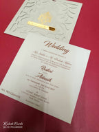 KLB-1099 Grey Floral Laser Cut Leatherette Wedding Card (1 Page)