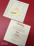 KLB-1100 Grey Floral Laser Cut Leatherette Wedding Card (1 Page)