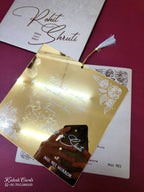 KLB-1102 Creme Gold Acrylic Wedding Card