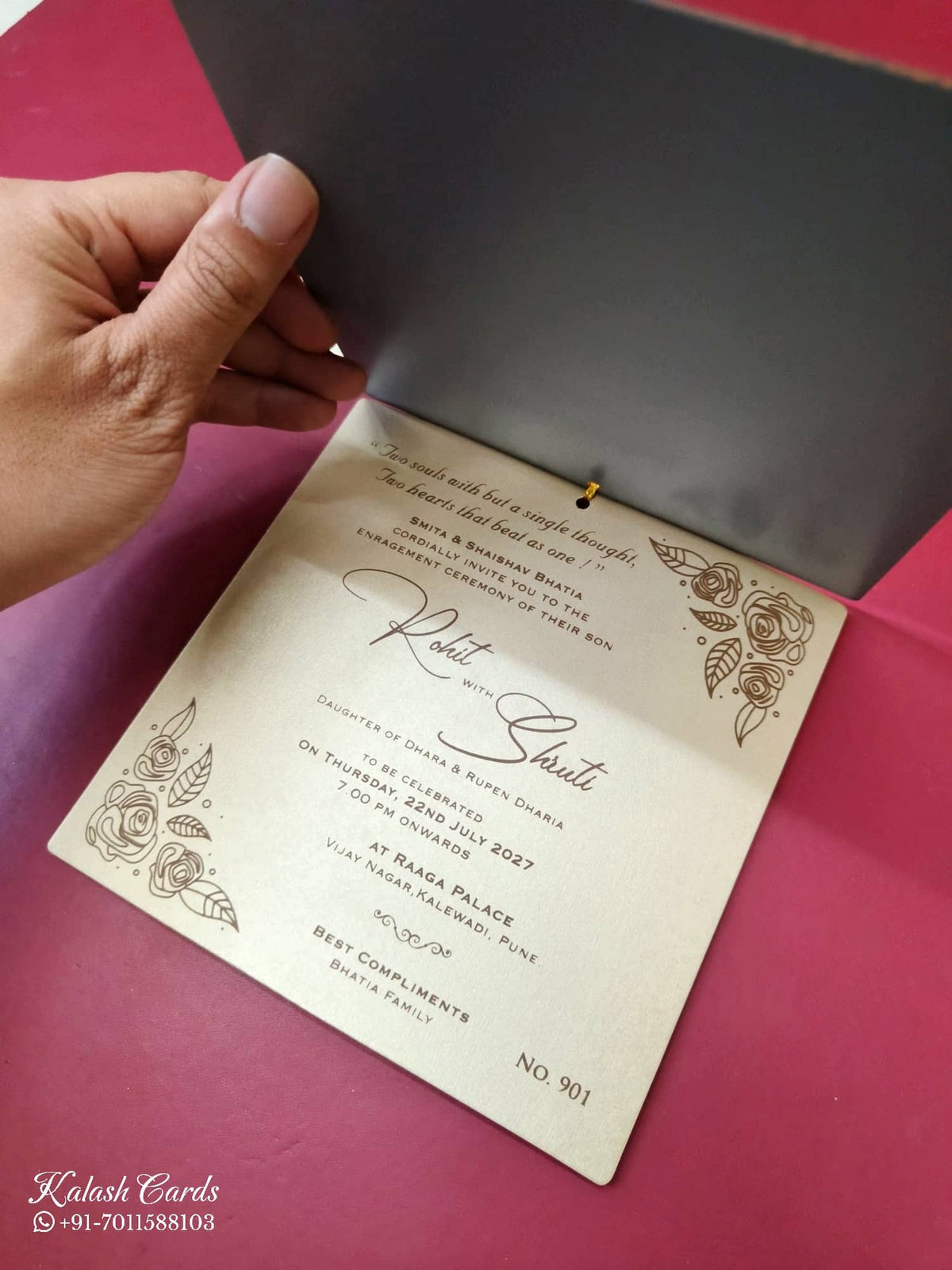 KLB-1102 Creme Gold Acrylic Wedding Card