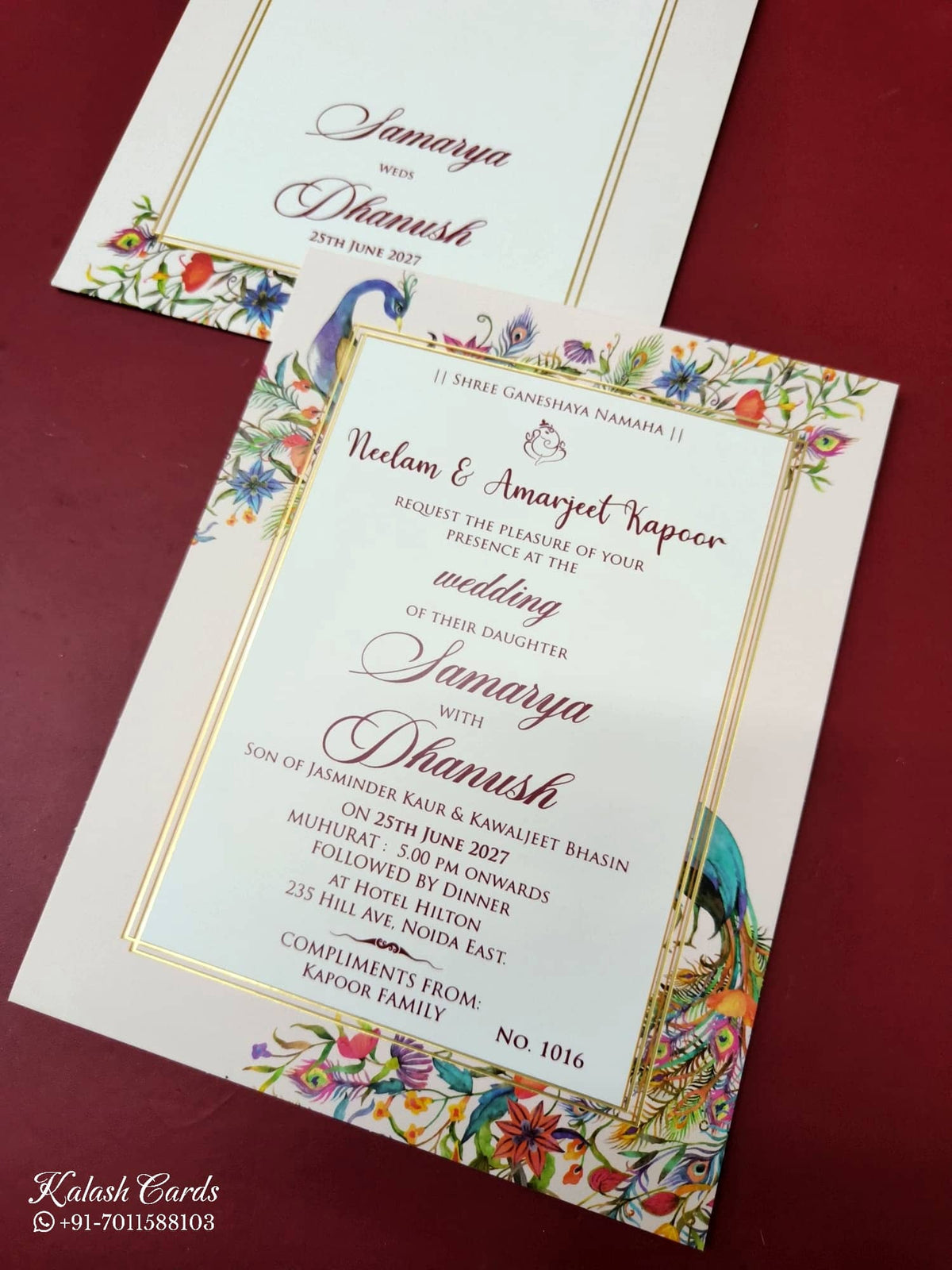 KLB-1103 Creme Peacock Wedding Card (1 Page)