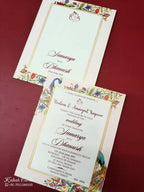 KLB-1103 Creme Peacock Wedding Card (1 Page)