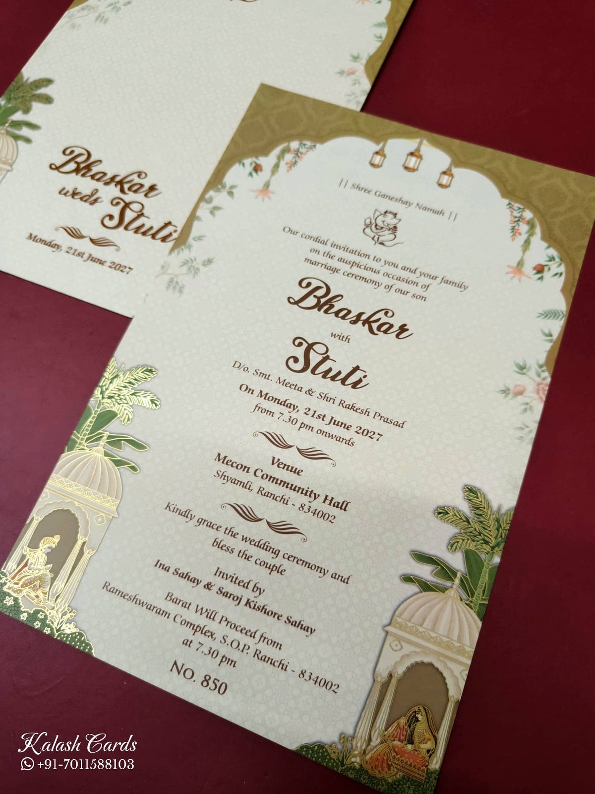 KLB-1104 Creme Royal Fort Wedding Card (1 Page)
