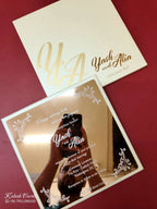 KLB-1106 White Leatherette Velvet Gold Acrylic Wedding Card (1 Page)