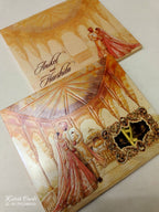 KLB-1107 Orange Bride Groom Embossed Wedding Card (2 Page & Couple Name Acrylic)