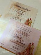 KLB-1107 Orange Bride Groom Embossed Wedding Card (2 Page & Couple Name Acrylic)