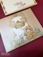 KLB-1109 Peach Barat Embossed Padded Thick Wedding Card (2 Page & Couple Name Acrylic)