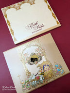 KLB-1109 Peach Barat Embossed Padded Thick Wedding Card (2 Page & Couple Name Acrylic)