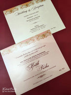 KLB-1109 Peach Barat Embossed Padded Thick Wedding Card (2 Page & Couple Name Acrylic)