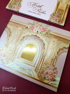 KLB-1110 Royal Arch Embossed Padded Thick Wedding Card (2 Page & Couple Name Acrylic)