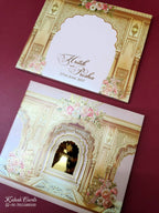 KLB-1110 Royal Arch Embossed Padded Thick Wedding Card (2 Page & Couple Name Acrylic)
