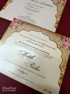KLB-1110 Royal Arch Embossed Padded Thick Wedding Card (2 Page & Couple Name Acrylic)