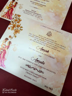 KLB-1111 Orange Bride Groom Padded Thick Wedding Card (2 Page & Couple Initial Acrylic)