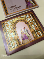 KLB-1112 Purple Bride Groom Embossed Padded Thick Wedding Card (2 Page)