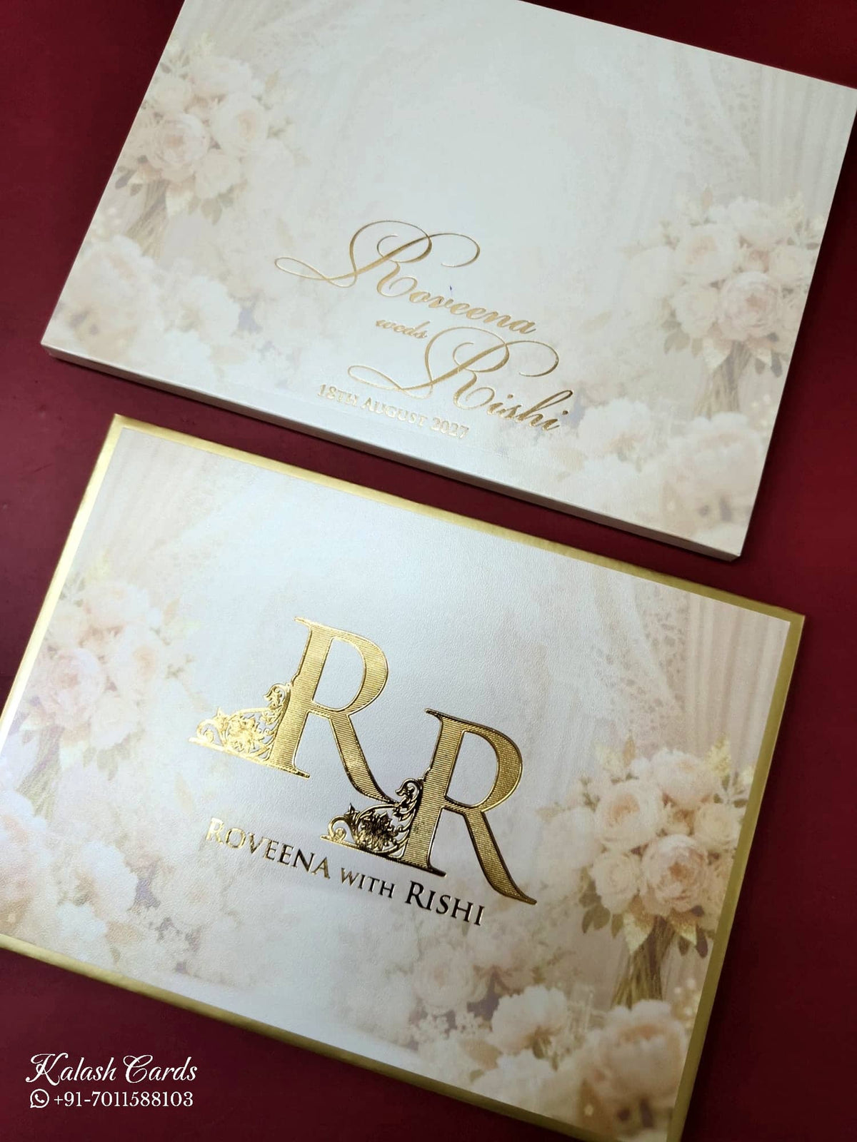 KLB-1113 White Floral Padded Thick Wedding Card (2 Page)