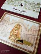 KLB-1114 White Bride Groom Royal Fort Padded Thick Wedding Card (2 Page & Couple Name Acrylic)
