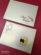 KLB-1115 Golden Floral Padded Thick Wedding Card (2 Page & Couple Name Acrylic)