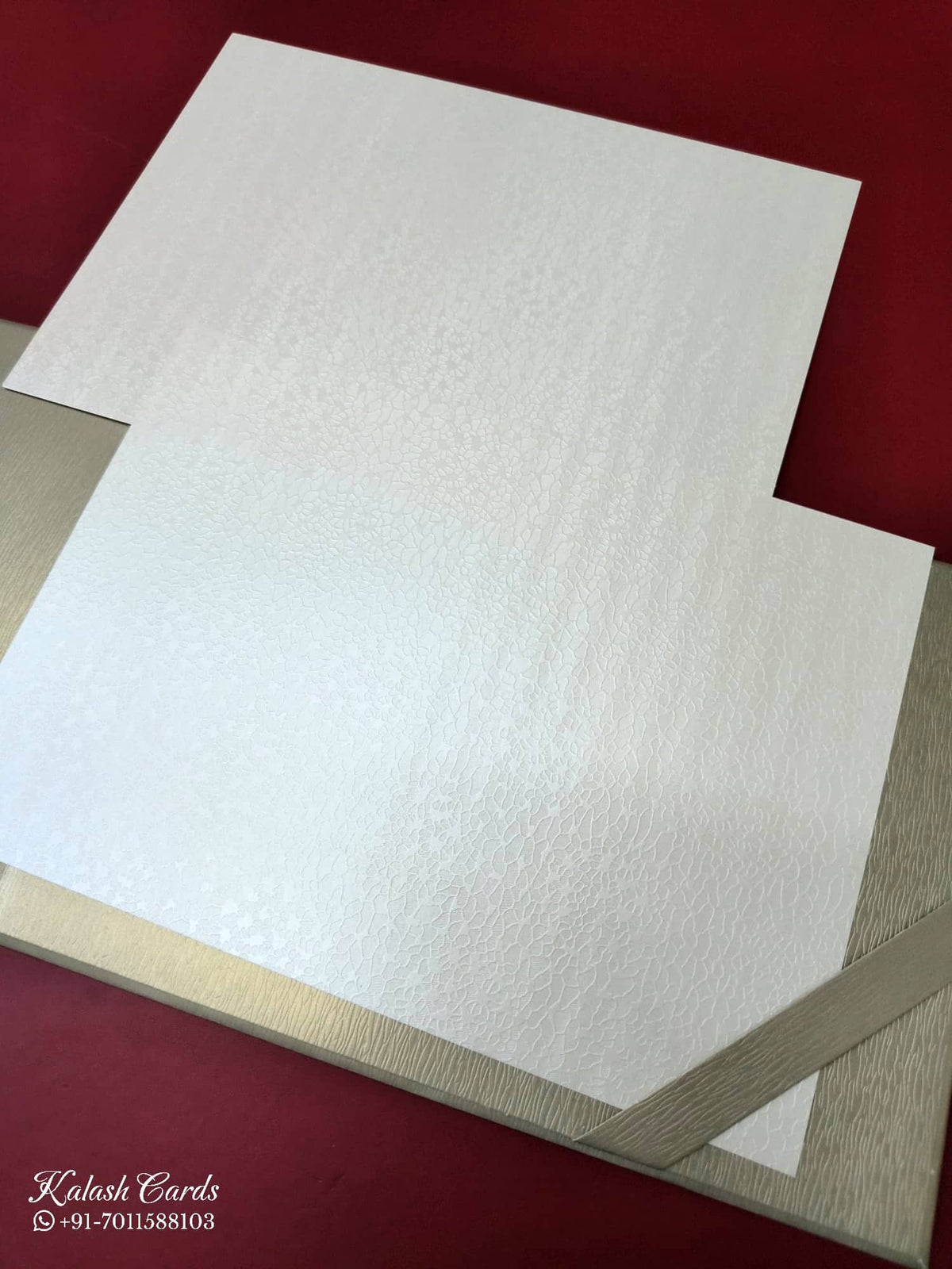 KLB-1115 Golden Floral Padded Thick Wedding Card (2 Page & Couple Name Acrylic)