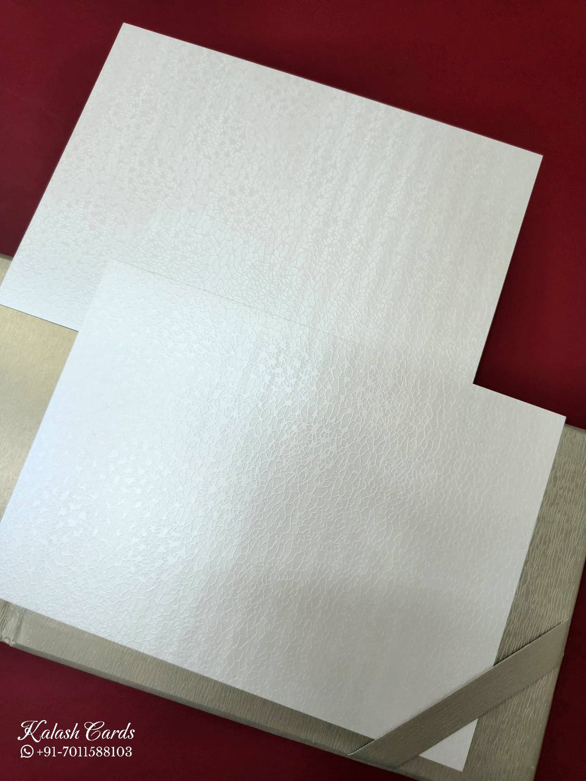 KLB-1115 Golden Floral Padded Thick Wedding Card (2 Page & Couple Name Acrylic)