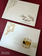 KLB-1116 White Floral Padded Thick Wedding Card (2 Page & Couple Name Acrylic)