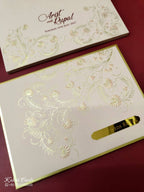 KLB-1117 Pink Floral Leatherette Wedding Card (2 Page & Couple Name Acrylic)