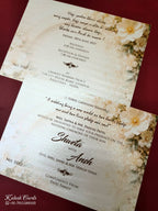 KLB-1120 Creme Green Floral Leatherette Padded Thick Wedding Card (2 Page)