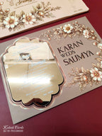 KLB-1123 Peach Floral Gold Acrylic Wedding Card (1 Page)