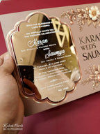 KLB-1123 Peach Floral Gold Acrylic Wedding Card (1 Page)