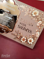 KLB-1123 Peach Floral Gold Acrylic Wedding Card (1 Page)