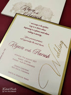 KLB-1125 White Maroon Leatherette Velvet Wedding Card (1 Page)