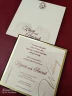 KLB-1125 White Maroon Leatherette Velvet Wedding Card (1 Page)