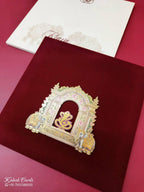 KLB-1125 White Maroon Leatherette Velvet Wedding Card (1 Page)