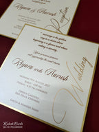 KLB-1127 White Golden Velvet Padded Thick Wedding Card (2 Page)